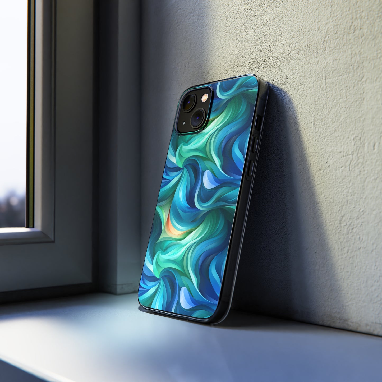 Blue and Green Swirls Clear Silicone Phone Cases