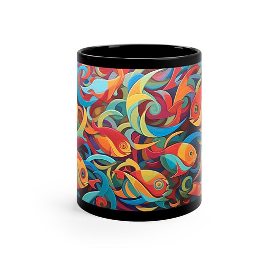 Fish School 11oz Black Mug