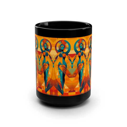 Tantric Cubists Black Mug, 15oz