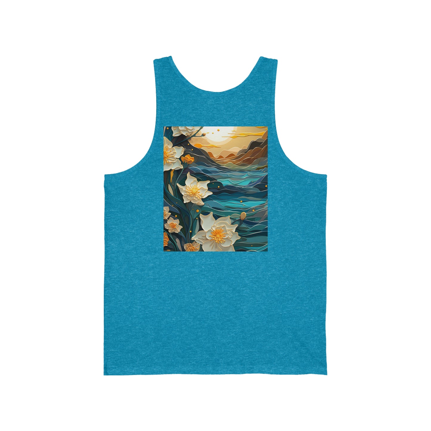 Waves and Daffodils Back Unisex Jersey Tank