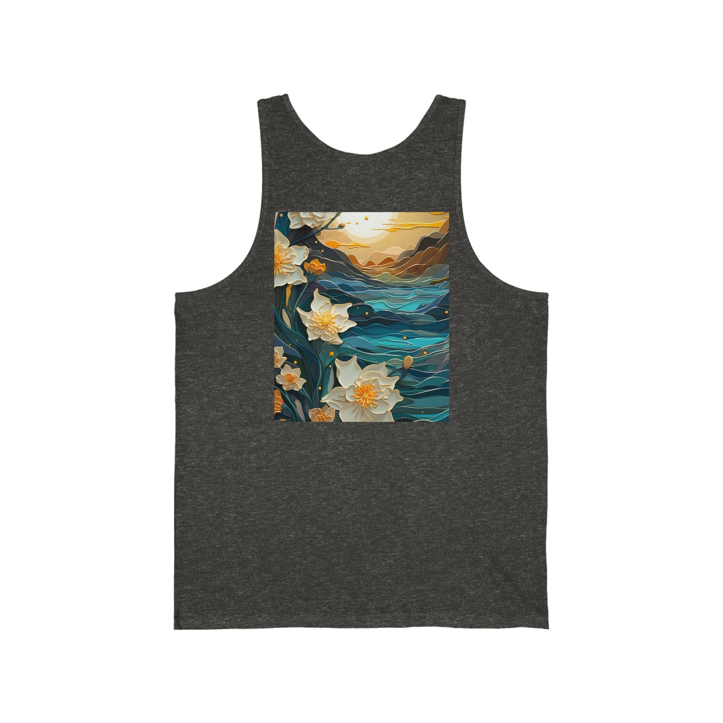 Waves and Daffodils Back Unisex Jersey Tank