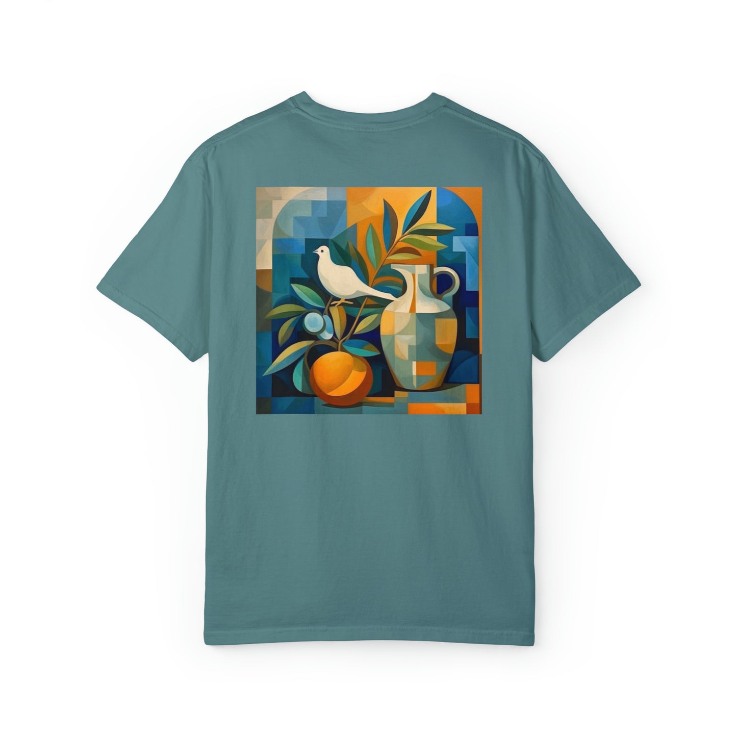 Dove and Olive Branch Back Unisex Garment-Dyed T-shirt