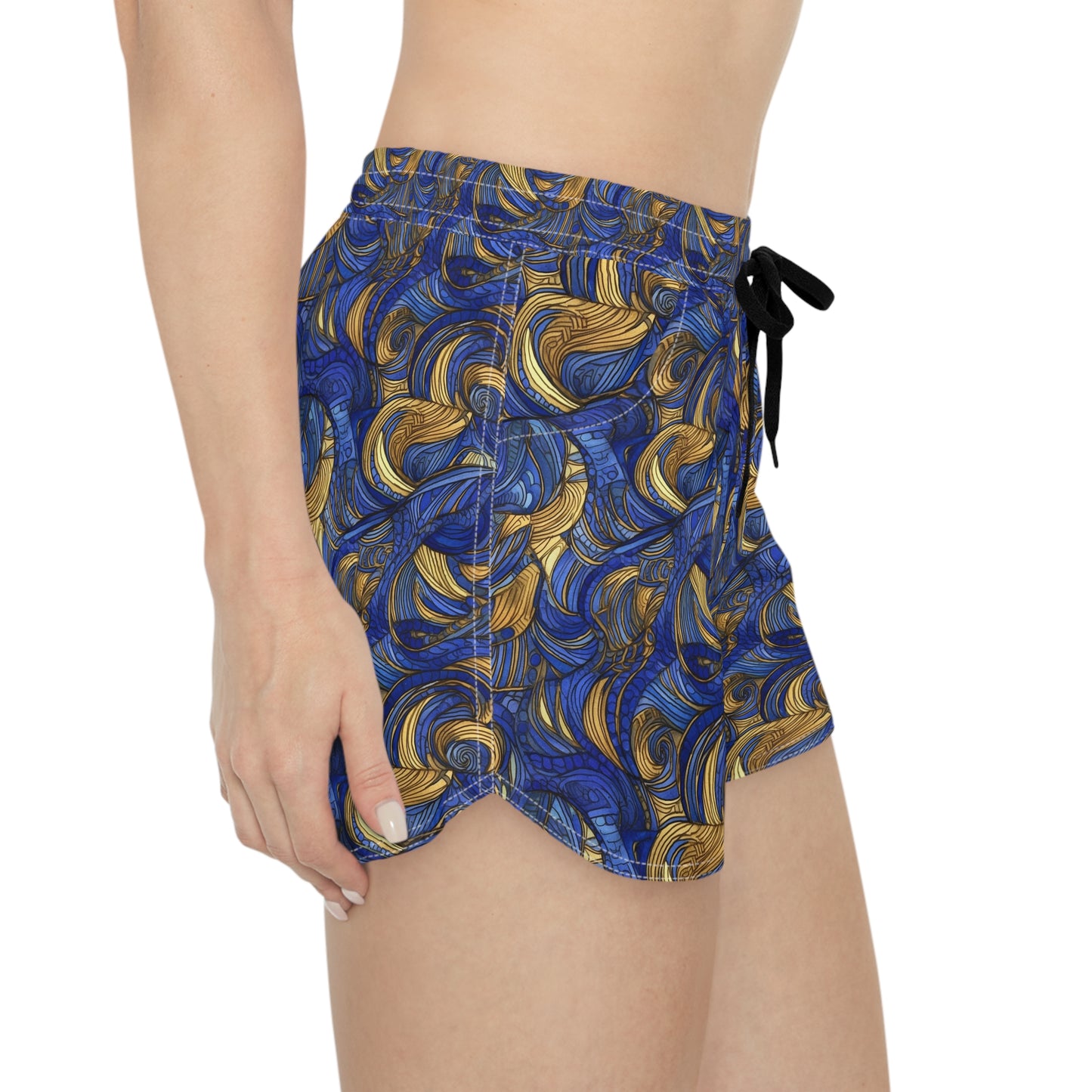 Gold and Lapis Swirls Women's Casual Shorts (AOP)