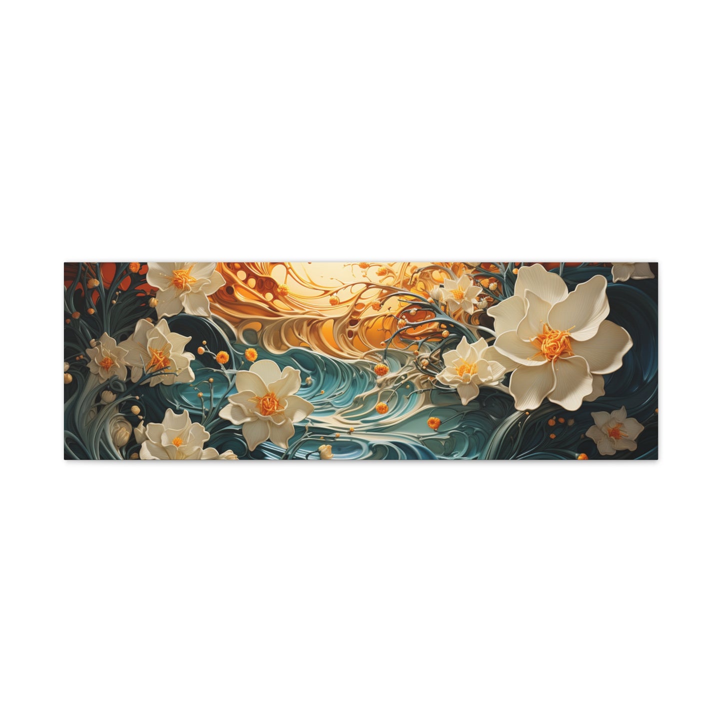 Waves and Daffodils Canvas Gallery Wraps