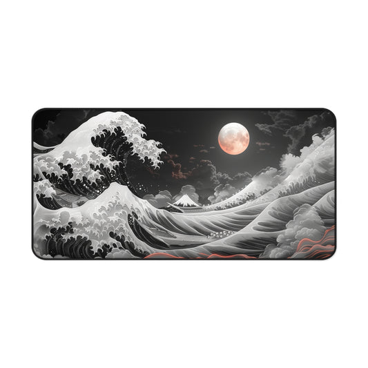 Wave and Moon Desk Mat