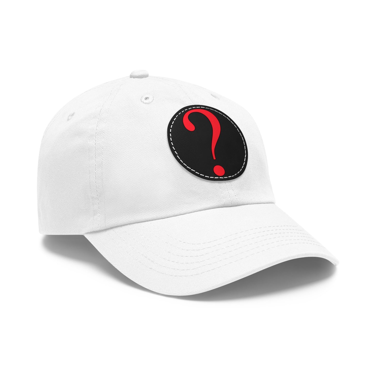 Question Mark Dad Hat with Leather Patch (Round)