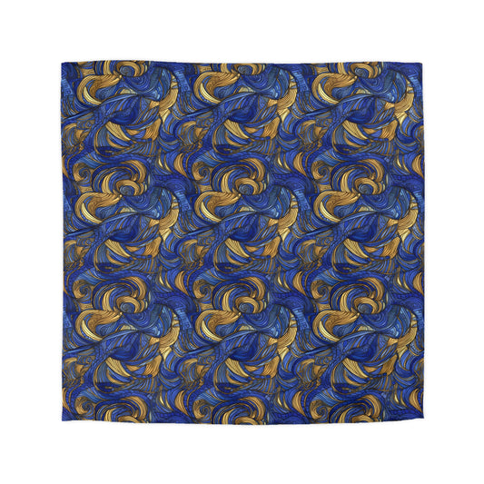 Gold and Lapis Swirls Microfiber Duvet Cover