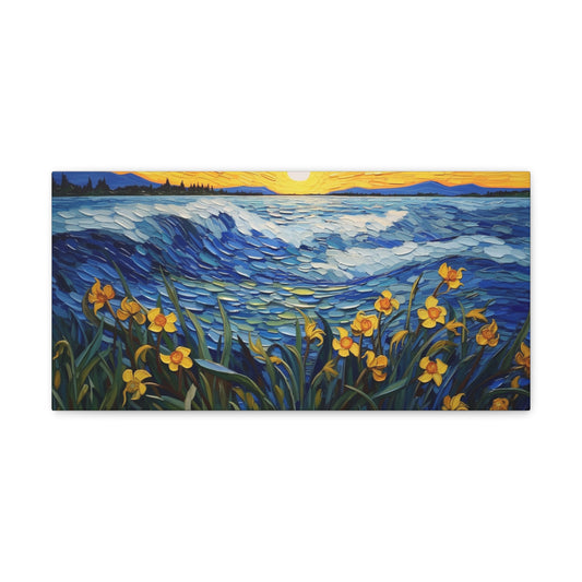 Waves and Daffodils Canvas Gallery Wraps