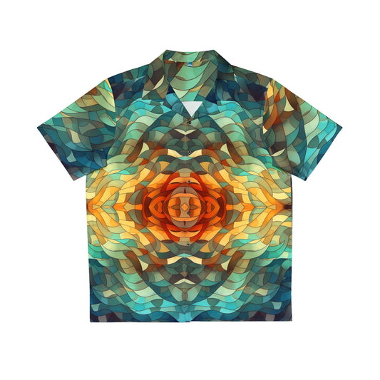 Geometric Kelp Men's Hawaiian Shirt (AOP)