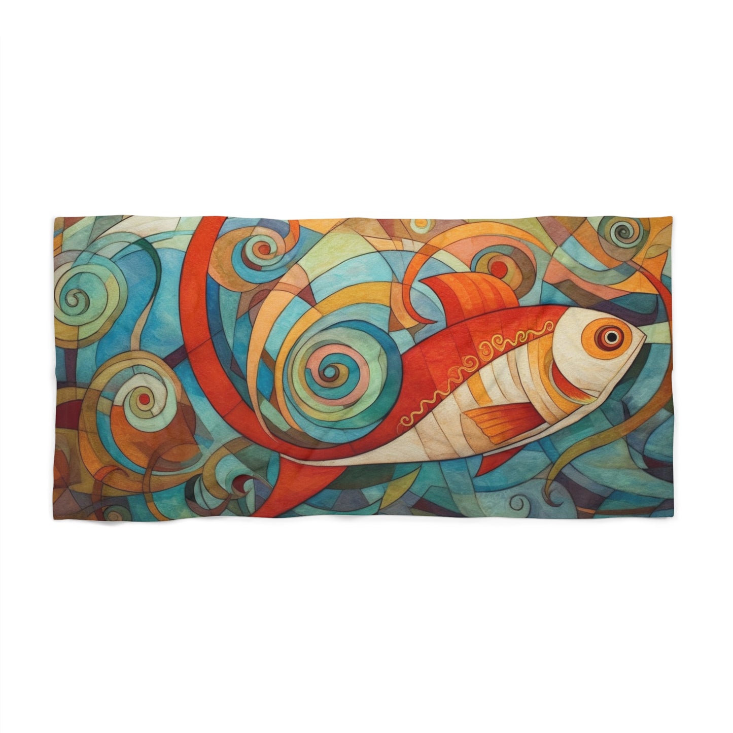 Fish and Vortices Beach Towel