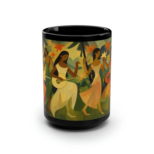 Tropical Song and Dance Black Mug, 15oz