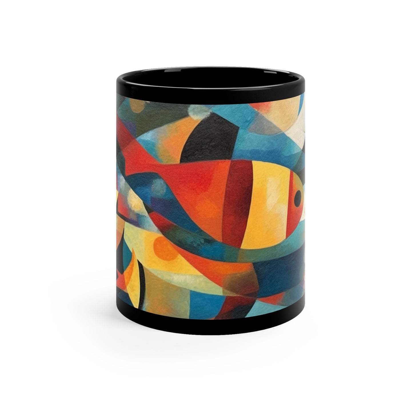 Fish Cubism 11oz Black Mug