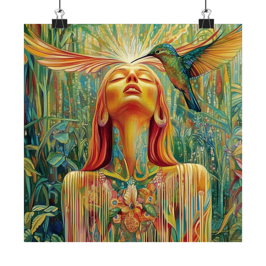 Hummingbird's Mind Flower Matte Poster