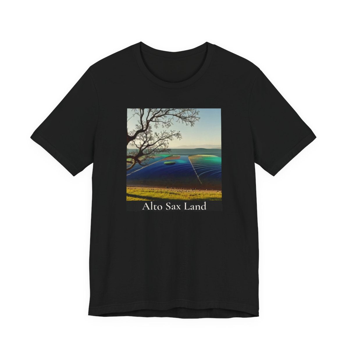Alto Sax Land Unisex Jersey Tee — Black front