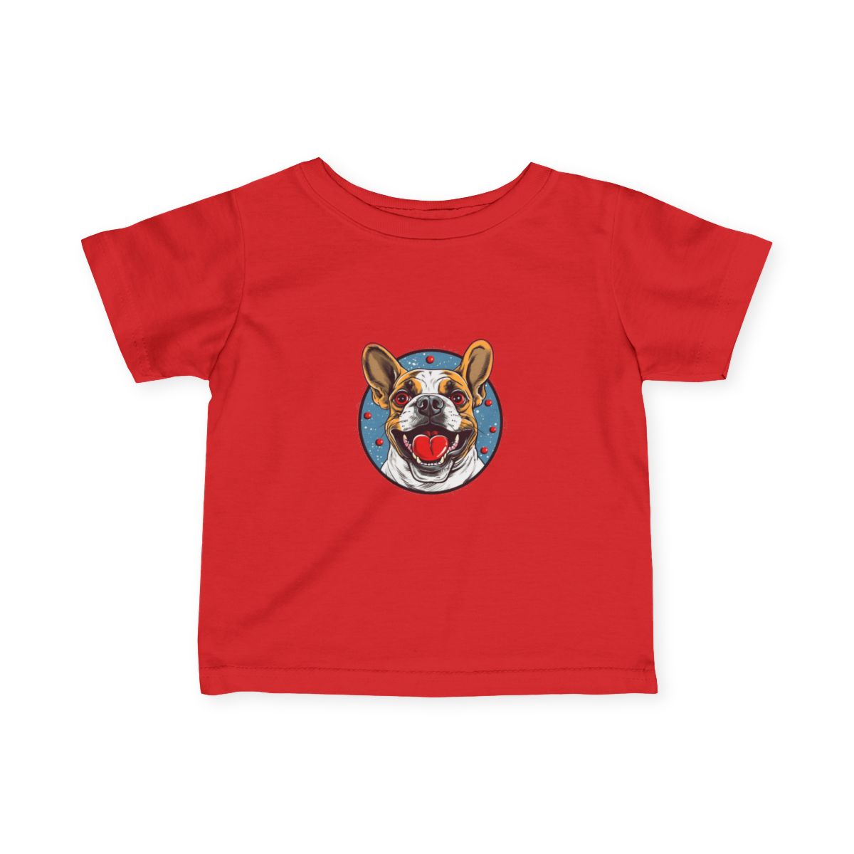 French Bulldog Baby Short Sleeve T-Shirt — Red front