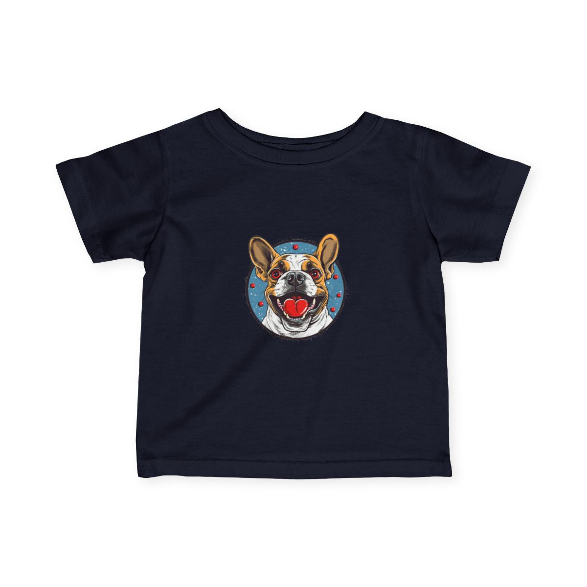 French Bulldog Baby Short Sleeve T-Shirt — Navy front