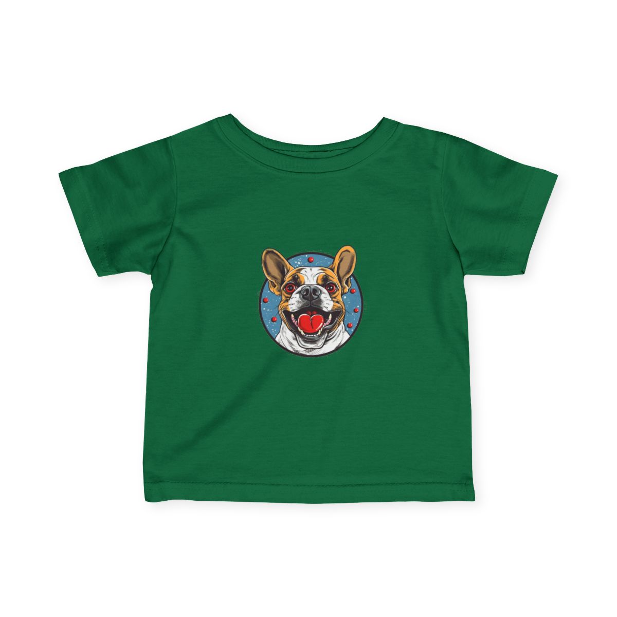 French Bulldog Baby Short Sleeve T-Shirt — Kelly front