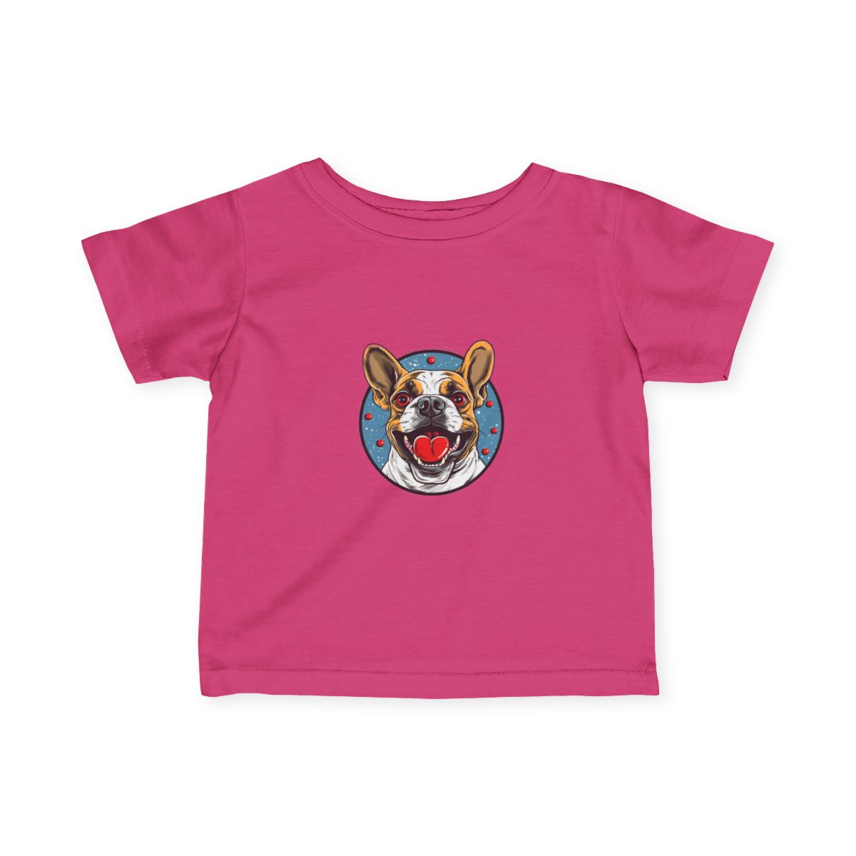 French Bulldog Baby Short Sleeve T-Shirt — Hot Pink front