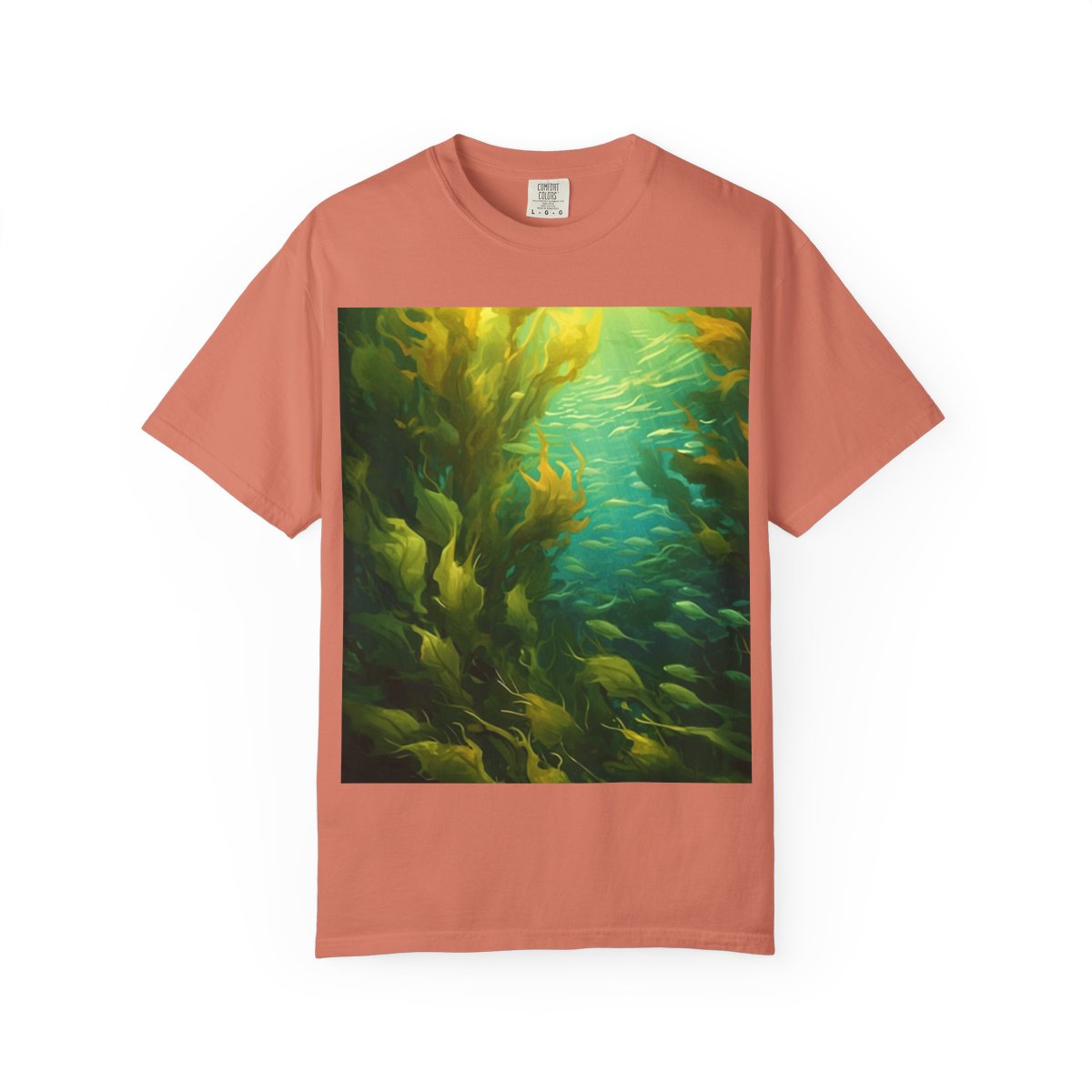 Kelp Mirror Back Unisex Garment-Dyed T-shirt — Terracotta front