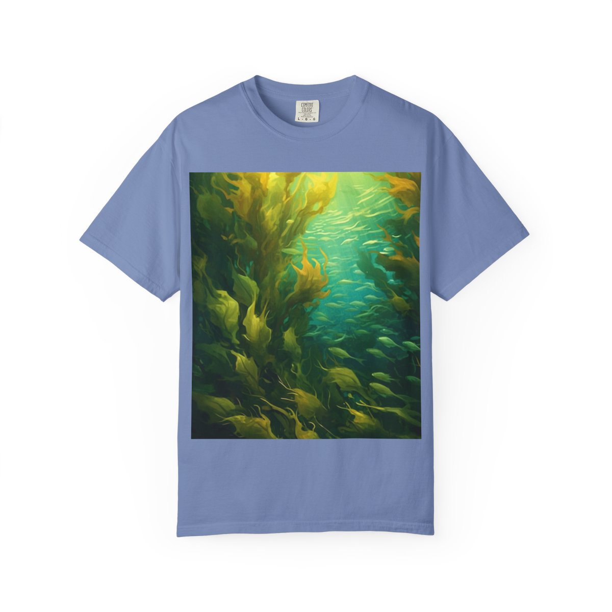Kelp Mirror Back Unisex Garment-Dyed T-shirt — Washed Denim front