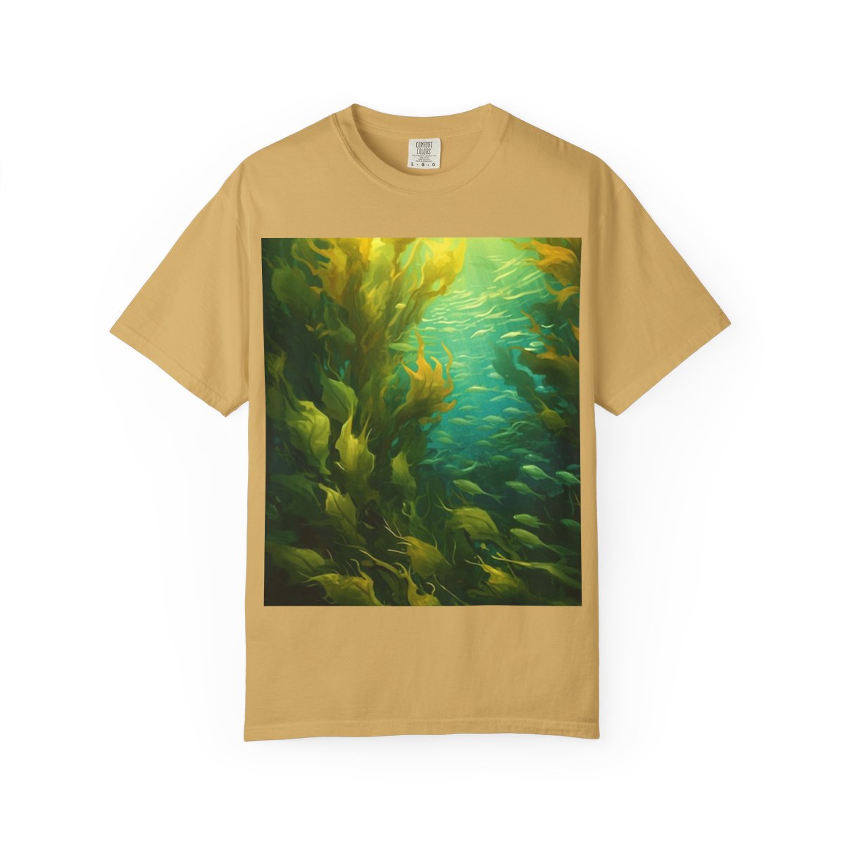 Kelp Mirror Back Unisex Garment-Dyed T-shirt — Mustard front