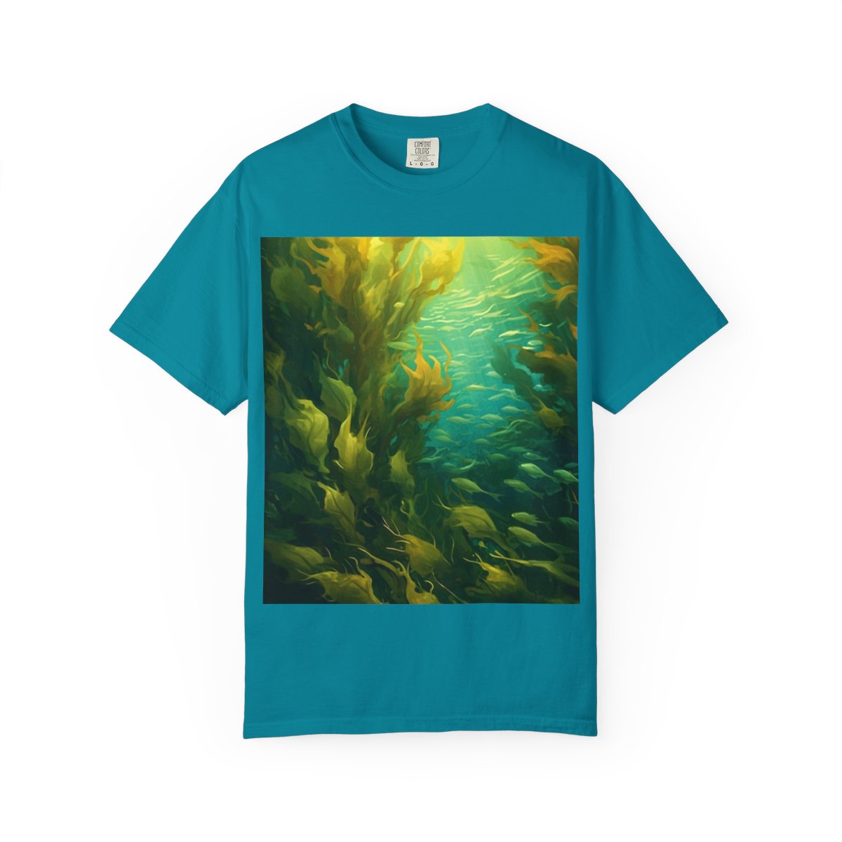 Kelp Mirror Back Unisex Garment-Dyed T-shirt — Topaz Blue front