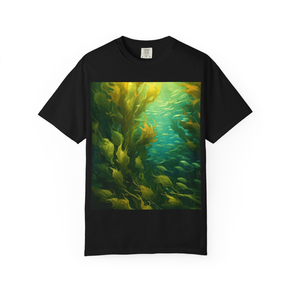 Kelp Mirror Back Unisex Garment-Dyed T-shirt — Black front