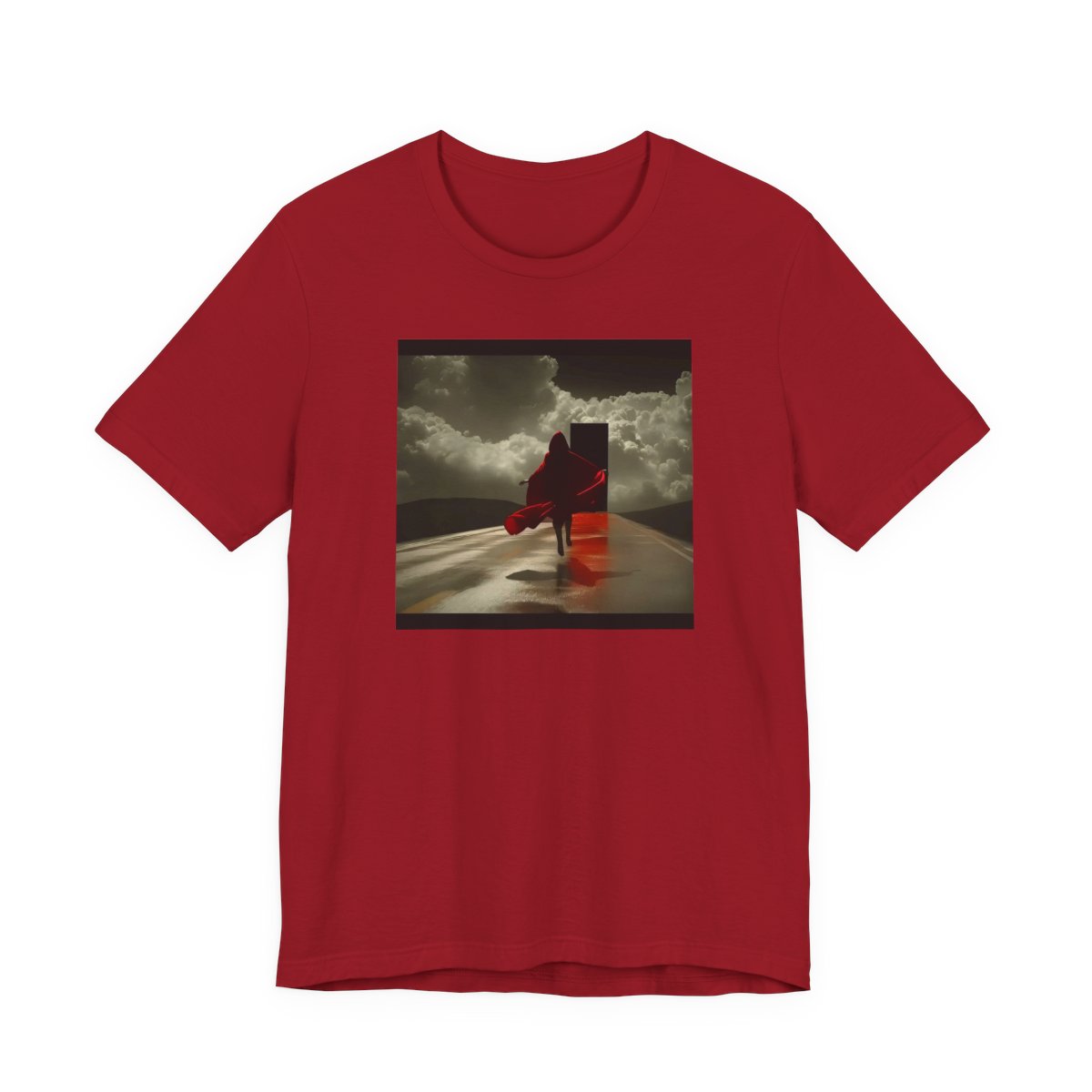 On and Off Unisex Jersey Tee — Canvas Red front