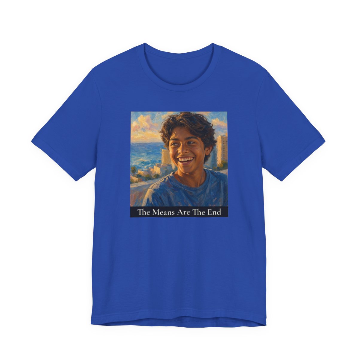 The Means Are The End Unisex Jersey Tee — True Royal front
