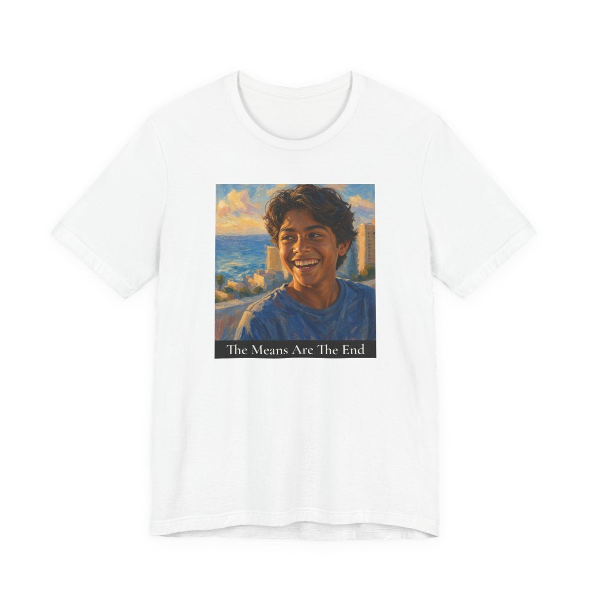 The Means Are The End Unisex Jersey Tee — White front