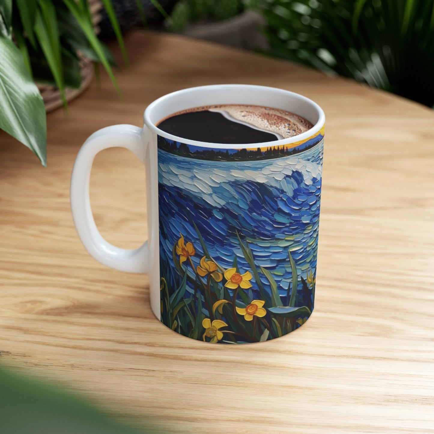 Waves and Daffodils Ceramic Mug 11oz