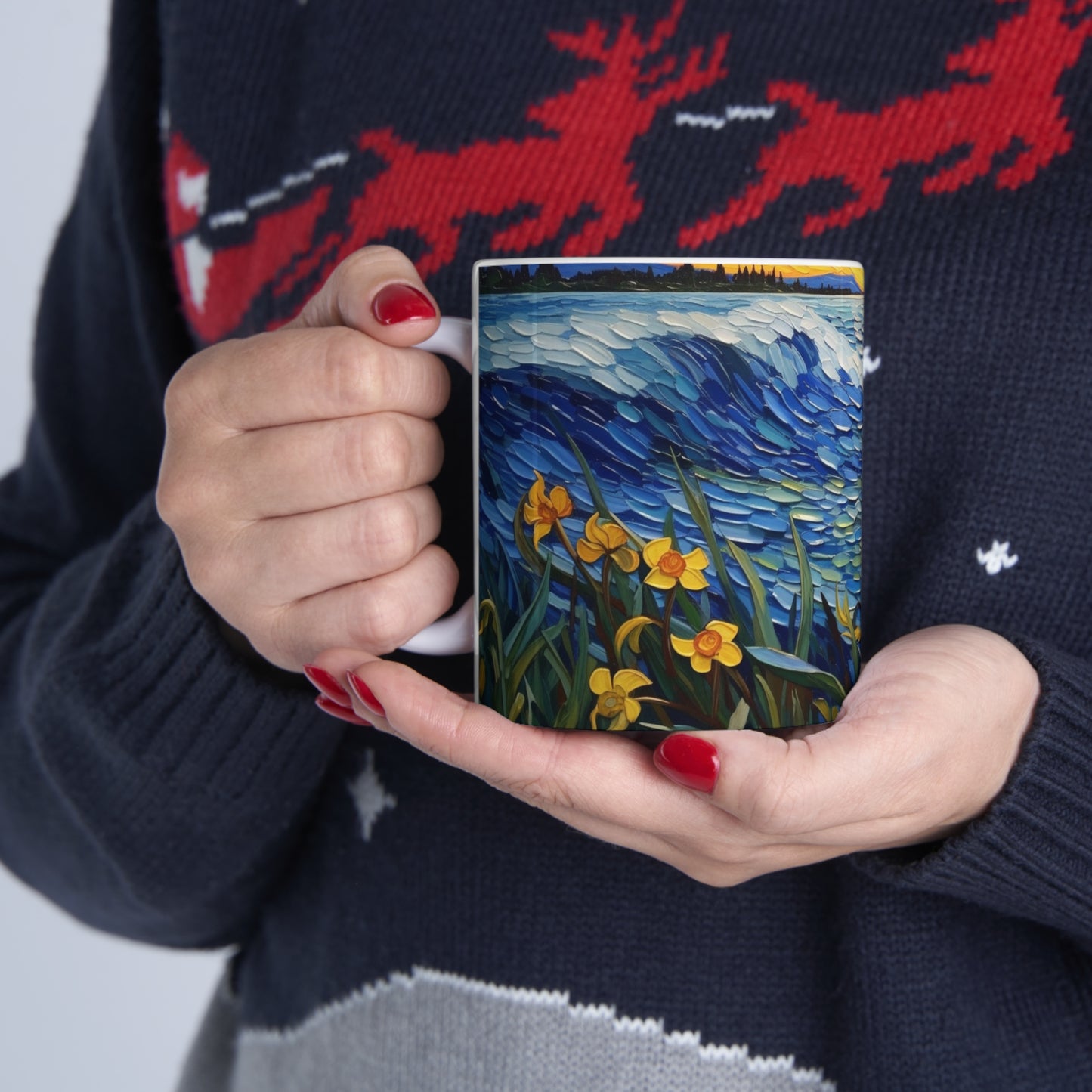 Waves and Daffodils Ceramic Mug 11oz