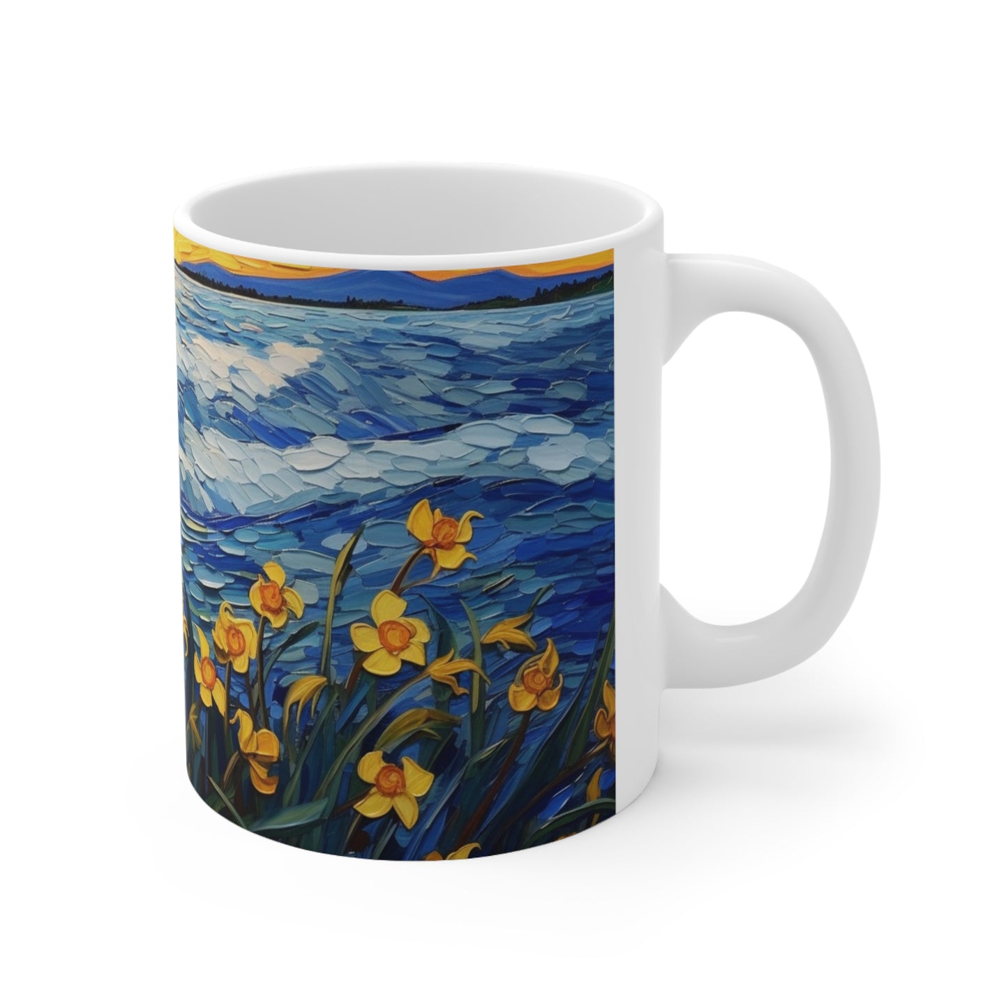 Waves and Daffodils Ceramic Mug 11oz