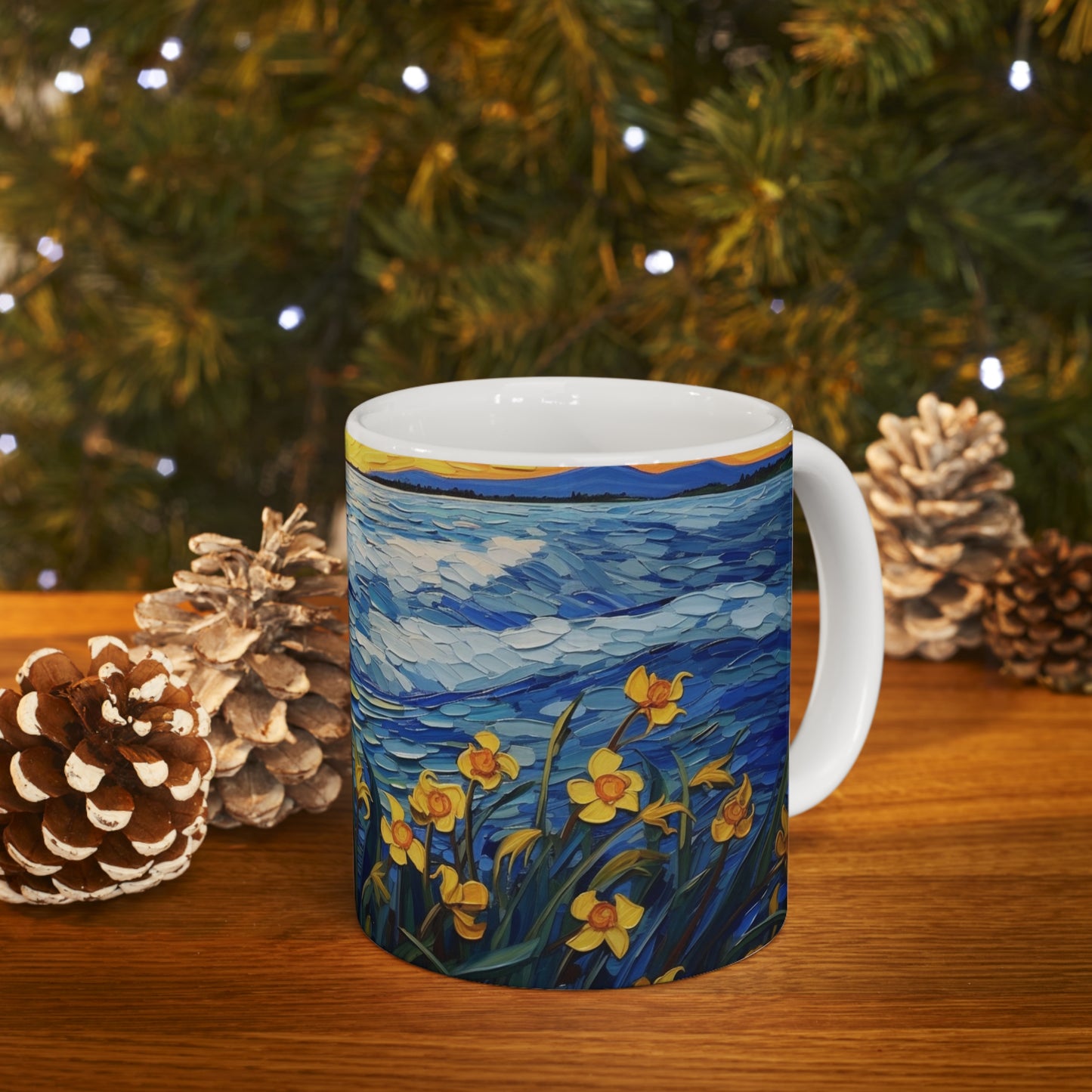 Waves and Daffodils Ceramic Mug 11oz