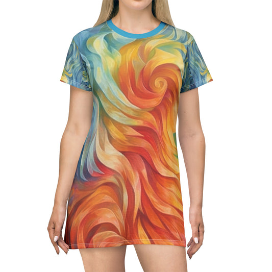 Flameaqueous Art T-Shirt Dress (AOP)