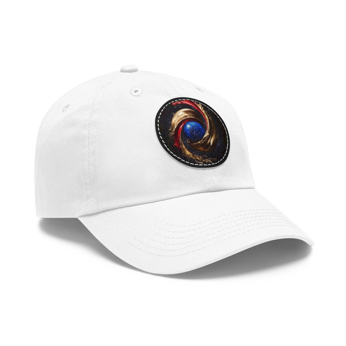 Blood and Gold Swirl Dad Hat with Leather Patch (Round)