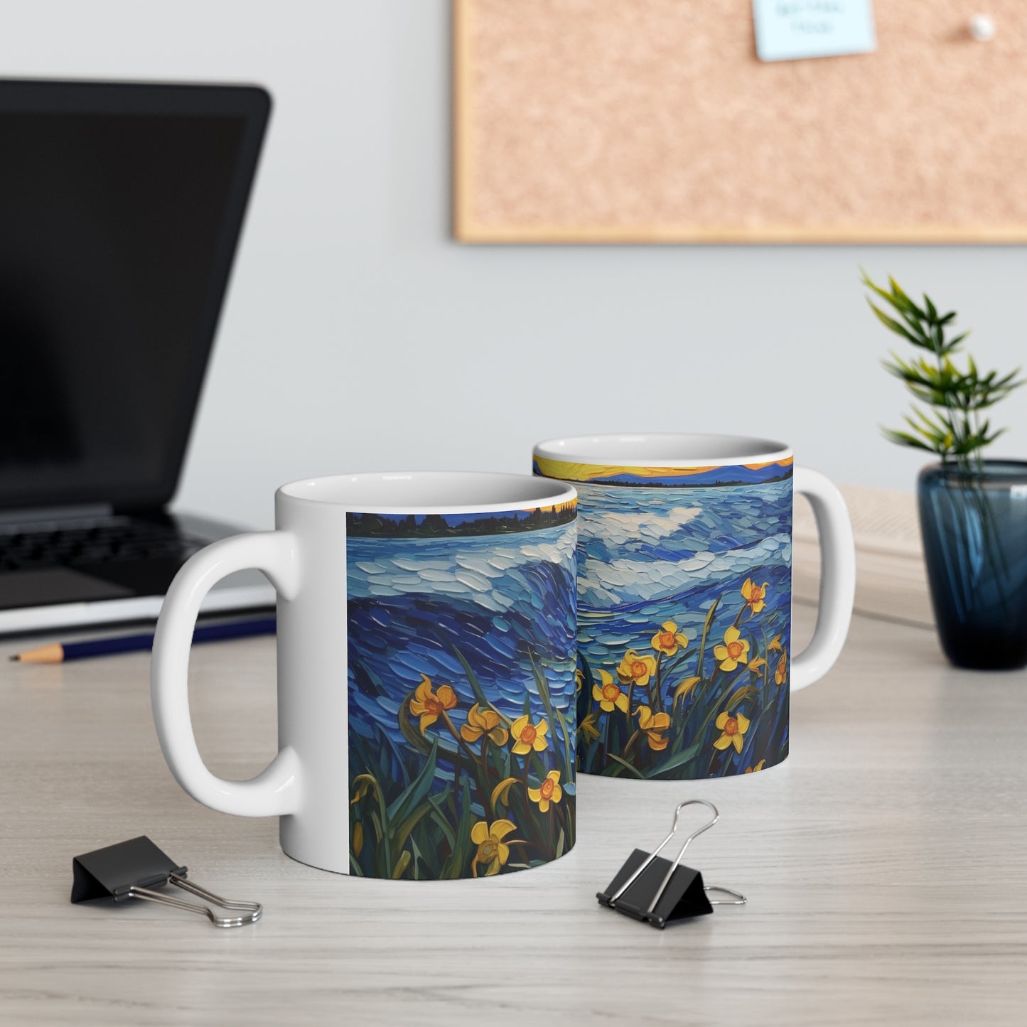 Waves and Daffodils Ceramic Mug 11oz