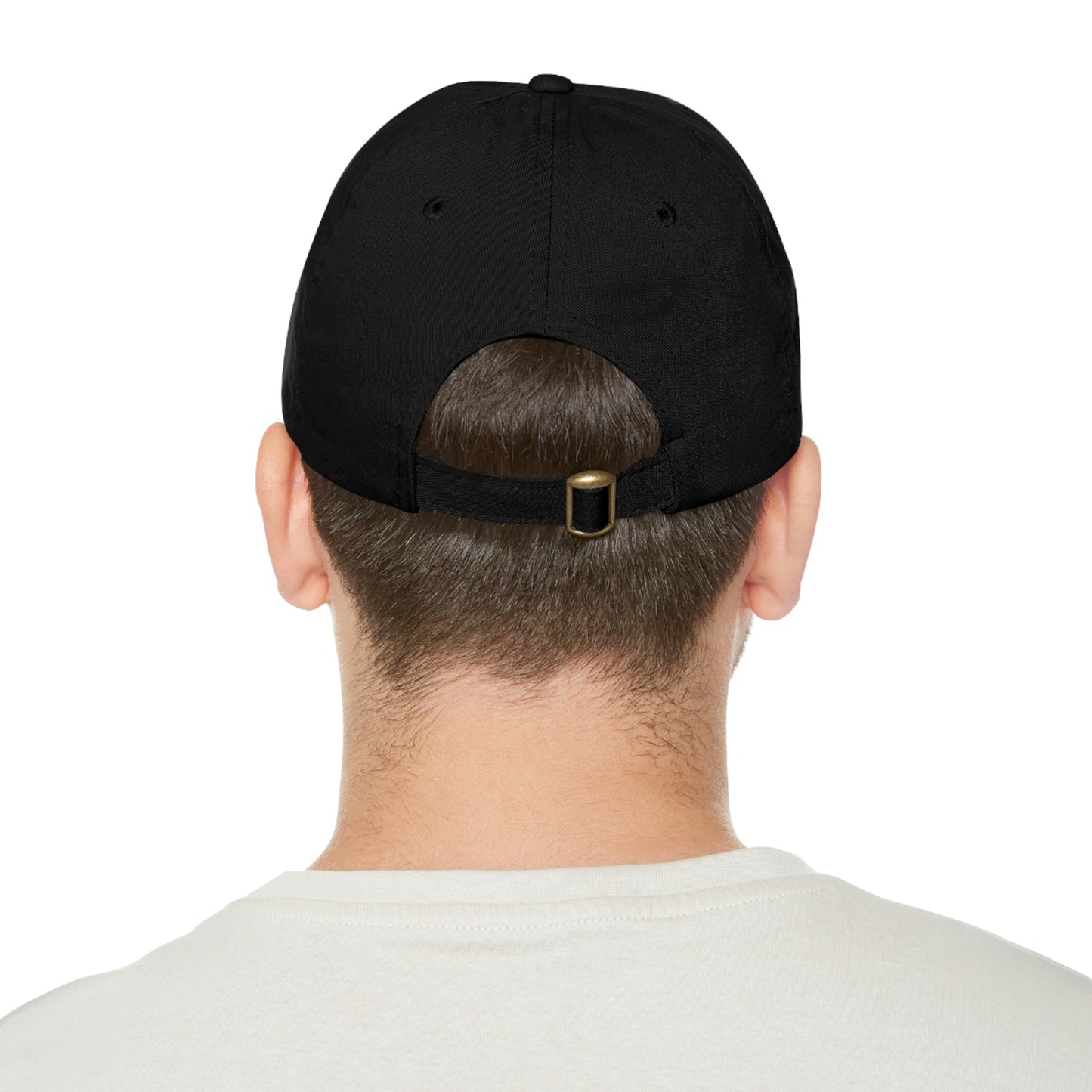 Blood and Gold Swirl Dad Hat with Leather Patch (Round)