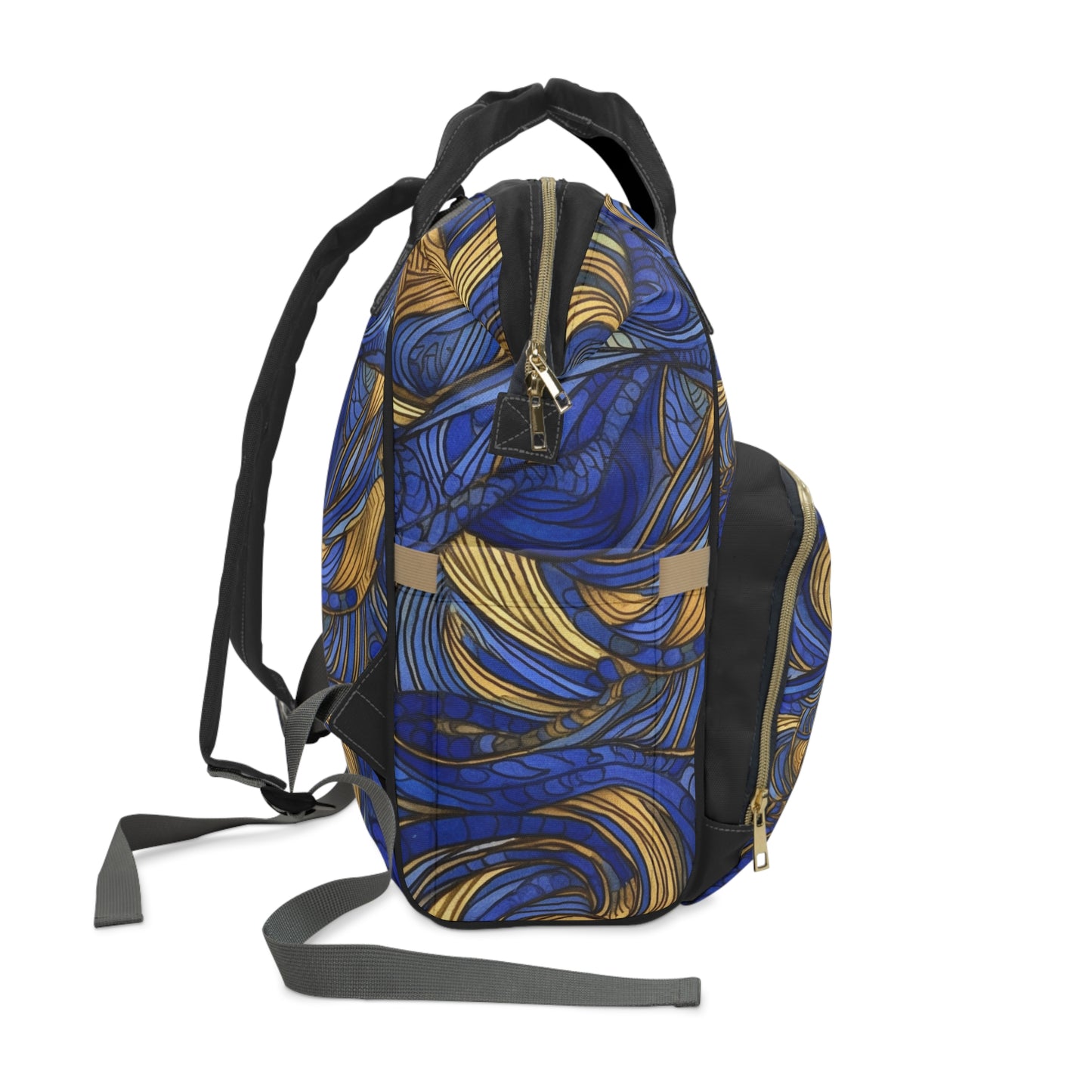 Gold and Lapis Swirls Multifunctional Diaper Backpack