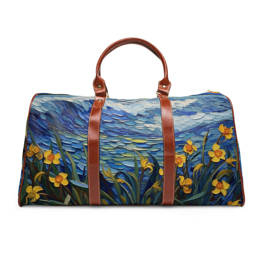 Waves and Daffodils Waterproof Travel Bag