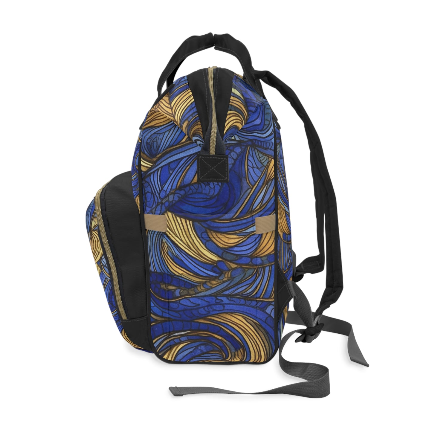 Gold and Lapis Swirls Multifunctional Diaper Backpack