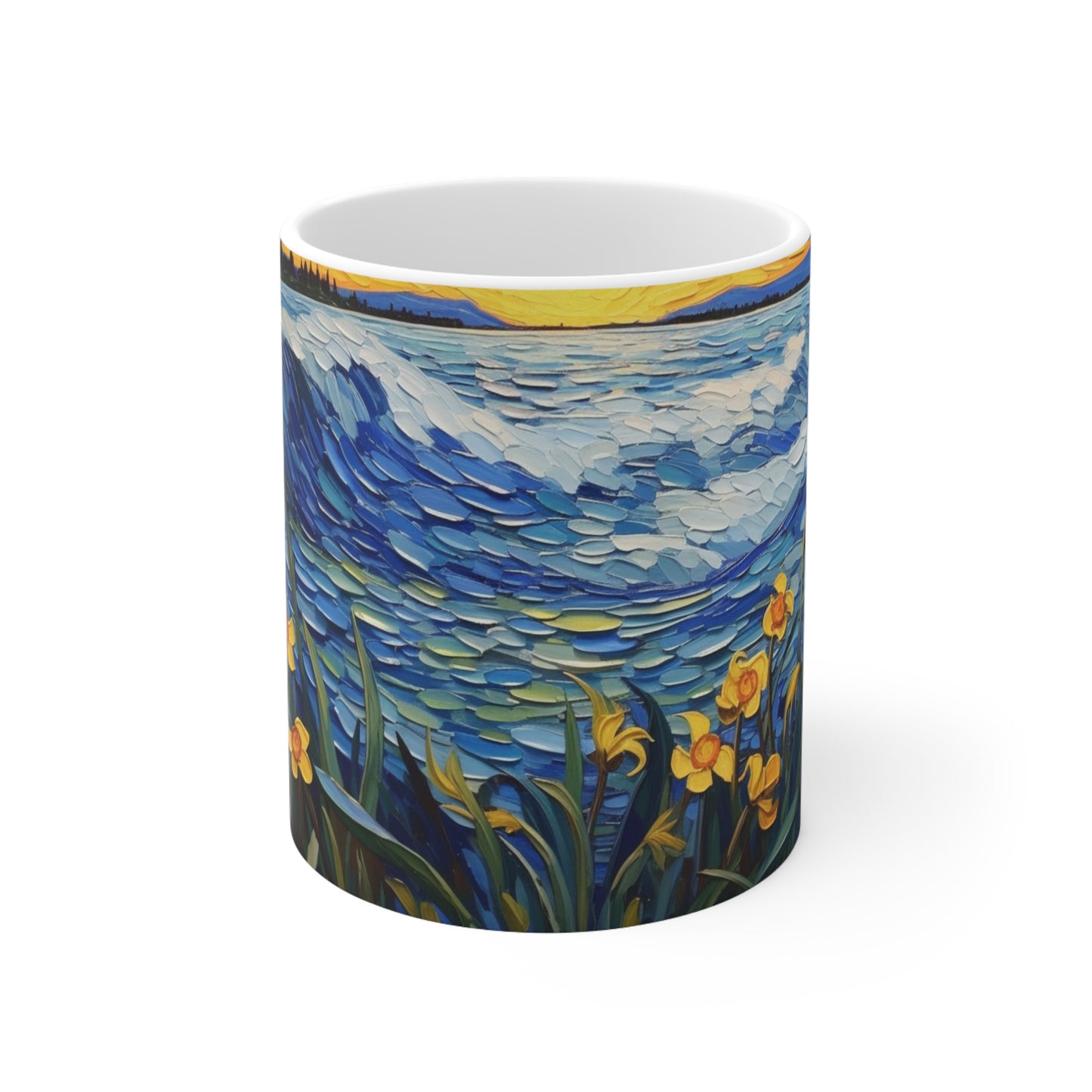 Waves and Daffodils Ceramic Mug 11oz