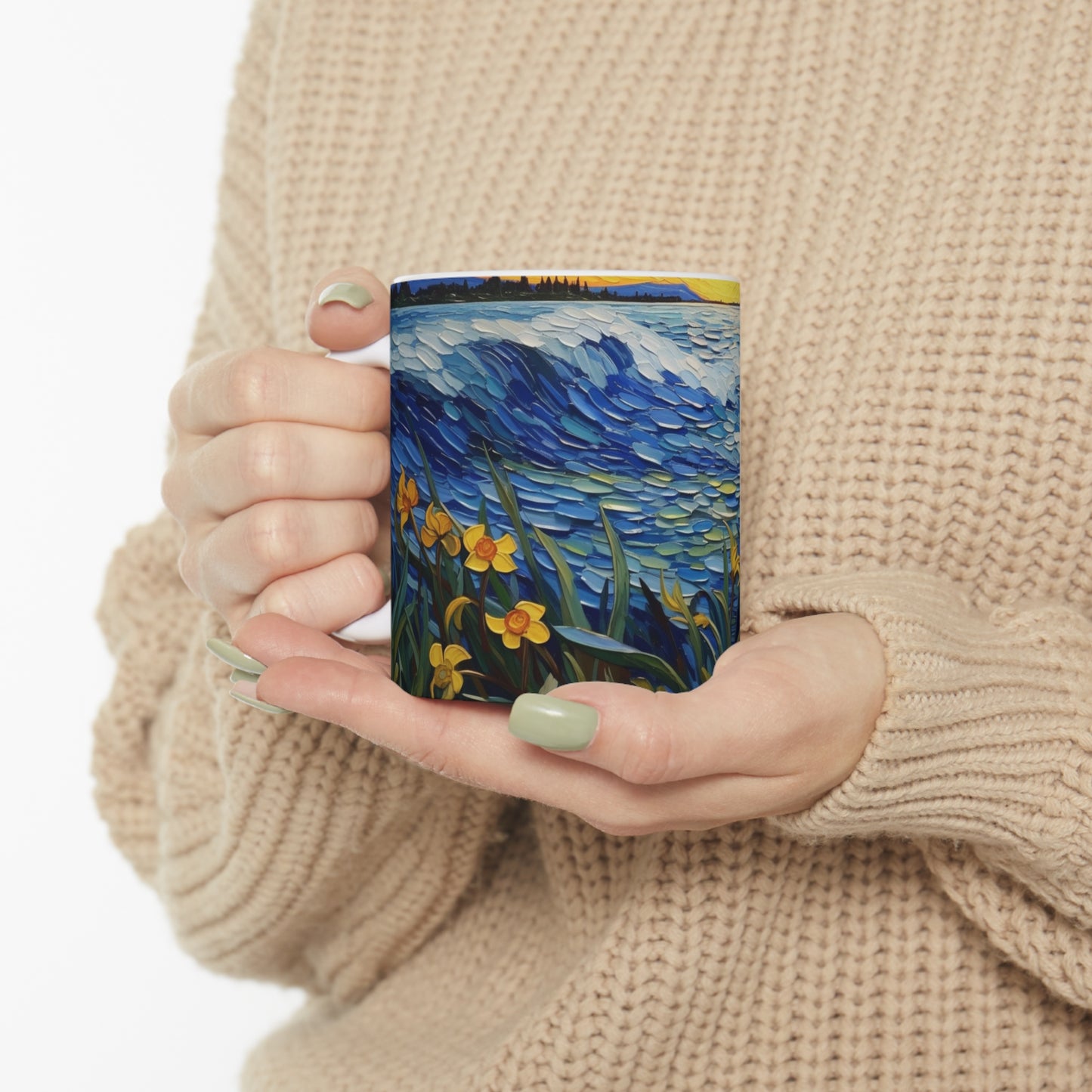 Waves and Daffodils Ceramic Mug 11oz