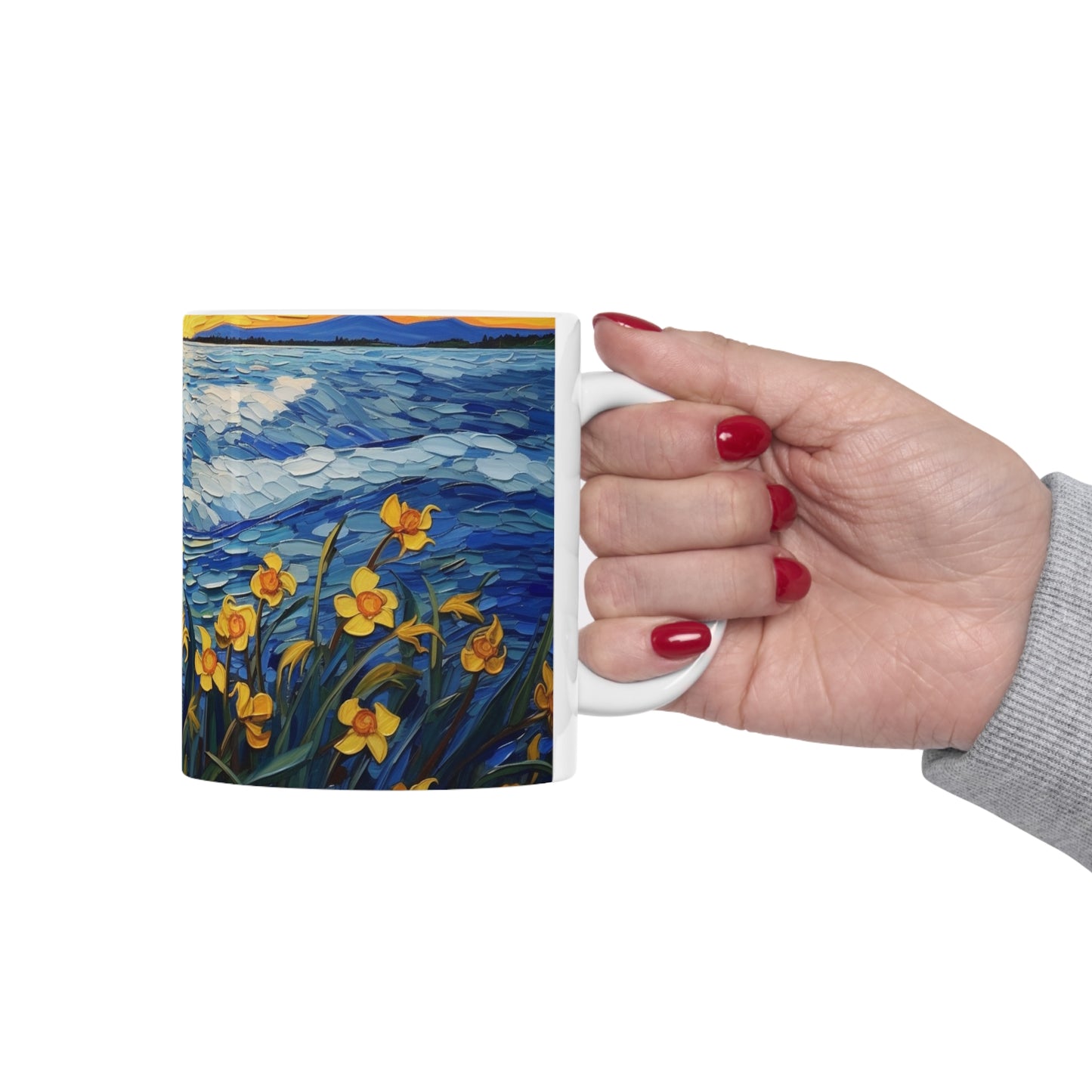 Waves and Daffodils Ceramic Mug 11oz