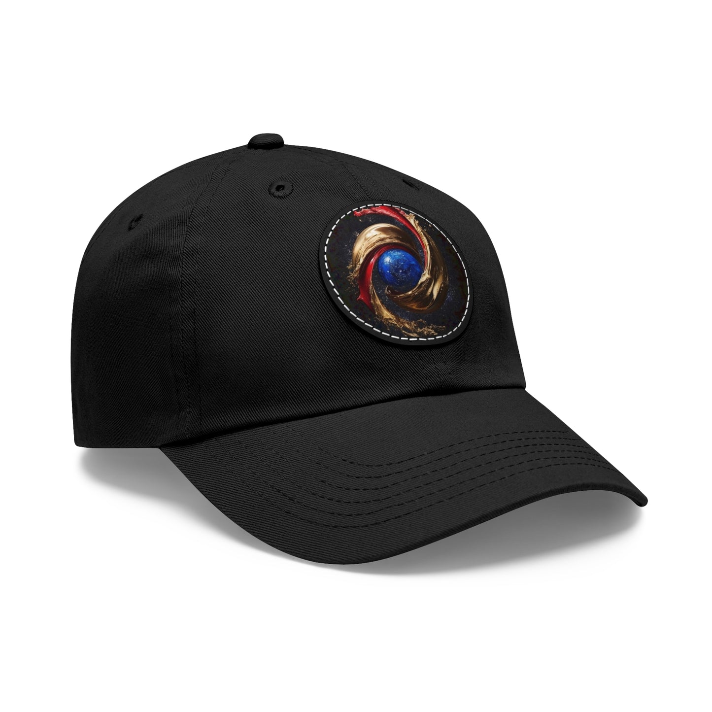 Blood and Gold Swirl Dad Hat with Leather Patch (Round)