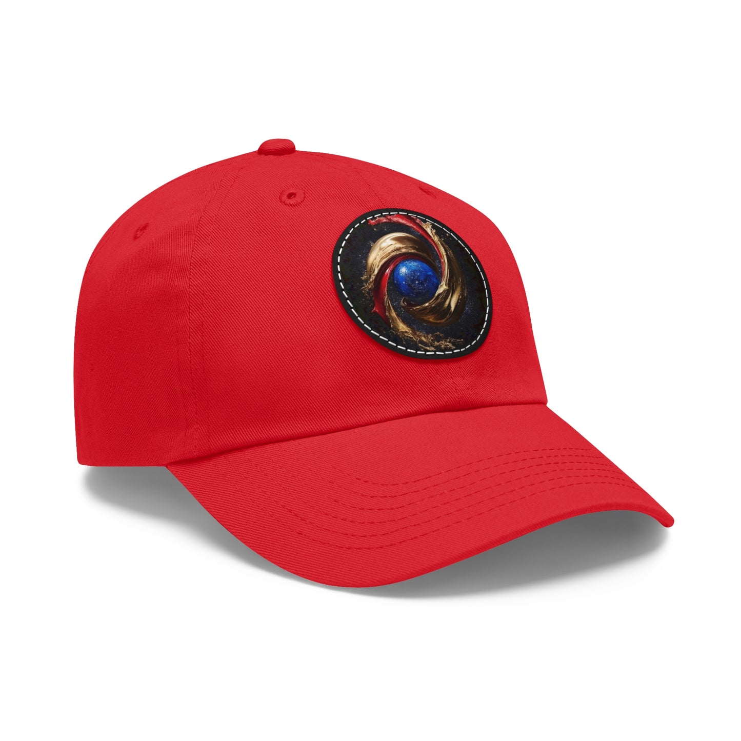 Blood and Gold Swirl Dad Hat with Leather Patch (Round)