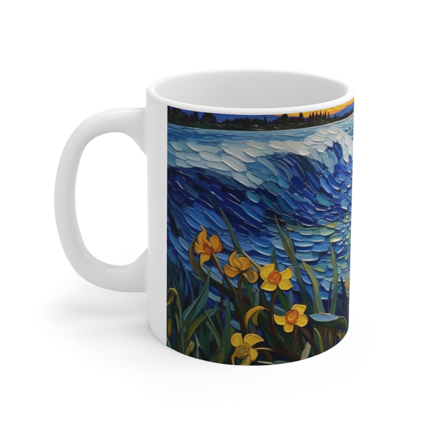 Waves and Daffodils Ceramic Mug 11oz