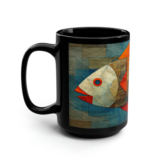 Fish Black Mug, 15oz