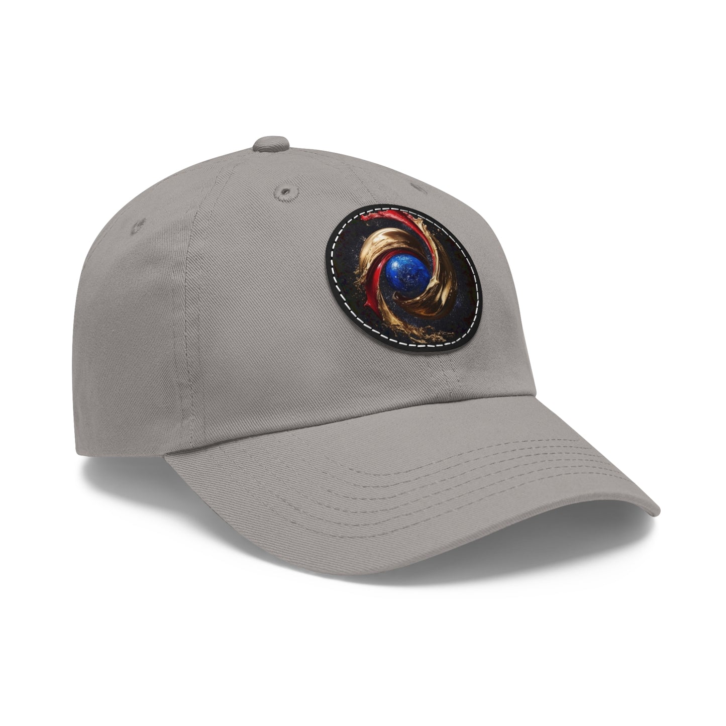 Blood and Gold Swirl Dad Hat with Leather Patch (Round)